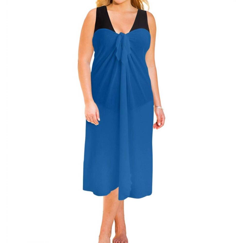 NEW ALWAYS FOR ME sun diva plus size long pareo cover up in denim